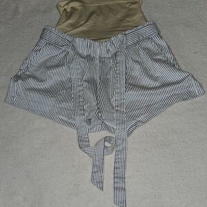 a:glow Light Blue and White Maternity Shorts